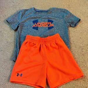 Under Armour Kids Blue Tee and Orange Shorts Set